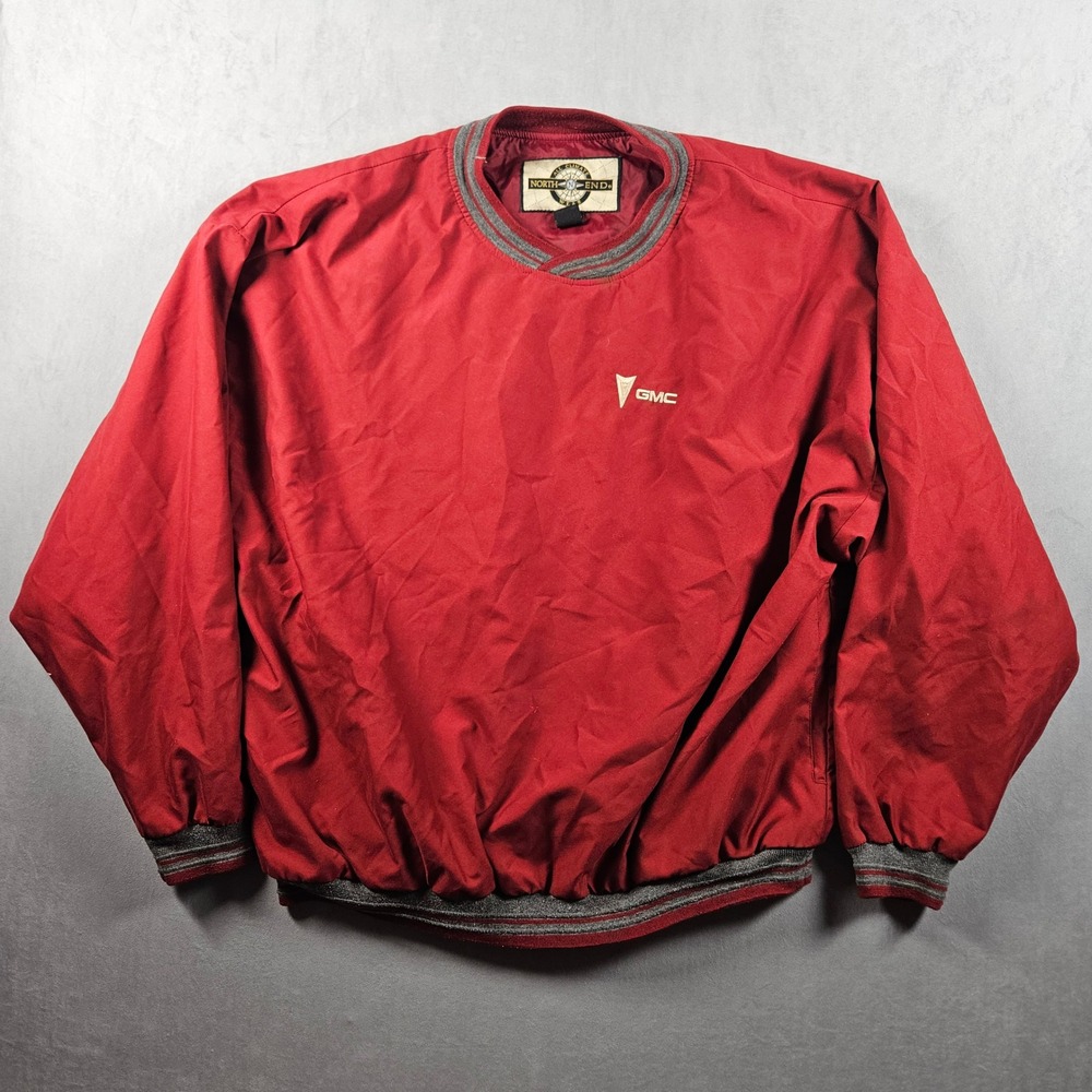 Vintage GMC Windbreaker Jacket Mens XL Red Nylon Lined Embroidered Pullover 90s
